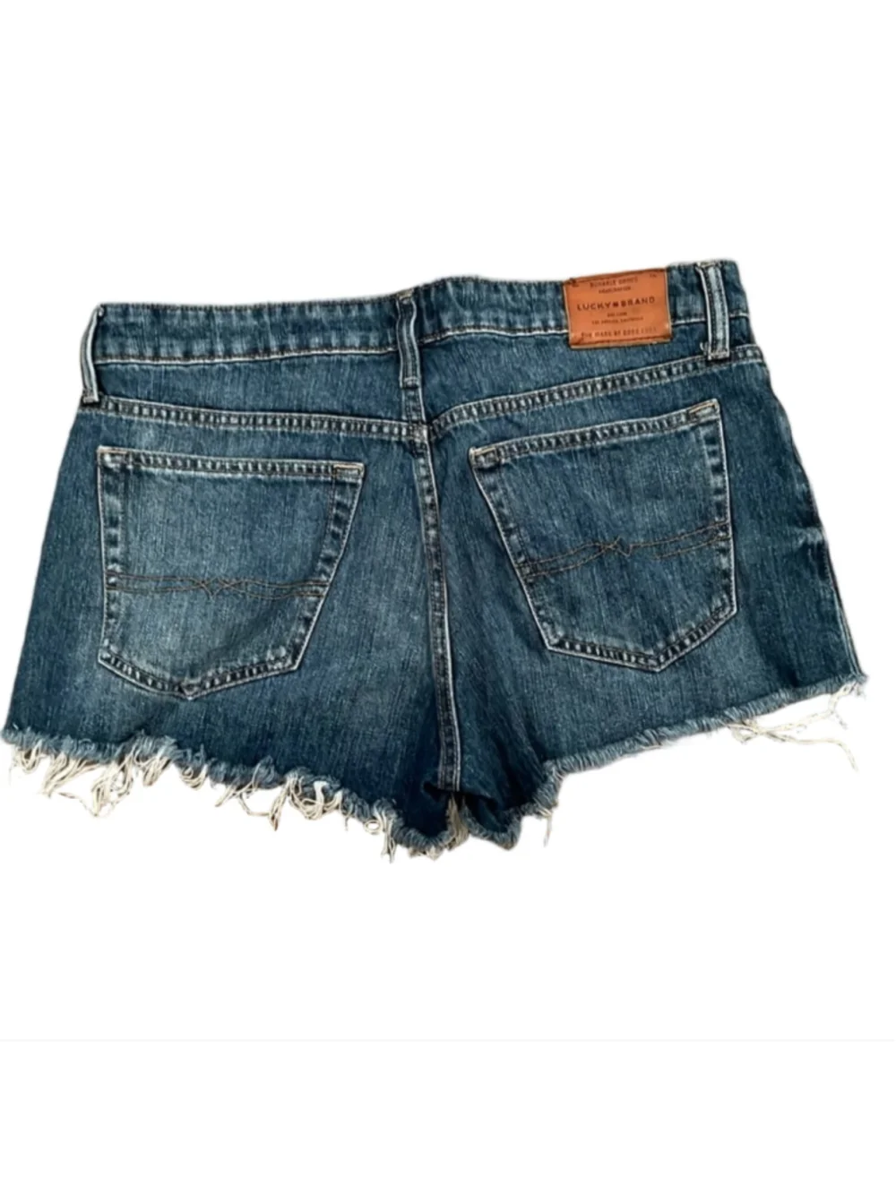 Lucky Brand The Cut Off Raw Hem Dark Wash Denim Shorts